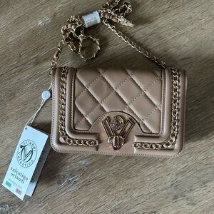Valentino Orlandi Tan Quilted Chain Bag